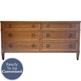 60" Unfinished 6 Drawer Baker Furniture Vintage Dresser #08798