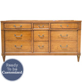 62" Unfinished 9 Drawer Century Vintage Dresser #08802