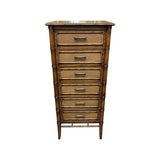 24" Finished 6 Drawer Thomasville Vintage Bamboo Style Tallboy #08314