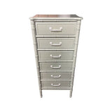 24" Finished 6 Drawer Vintage Bamboo Style Tallboy #08226